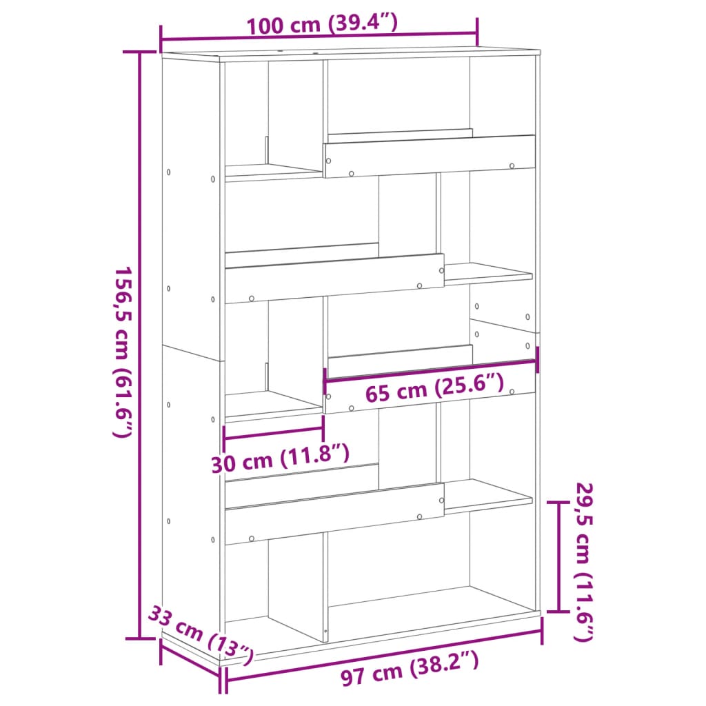 Bibliothèque chêne sonoma 100x33x156,5 cm bois d'ingénierie - XIOS