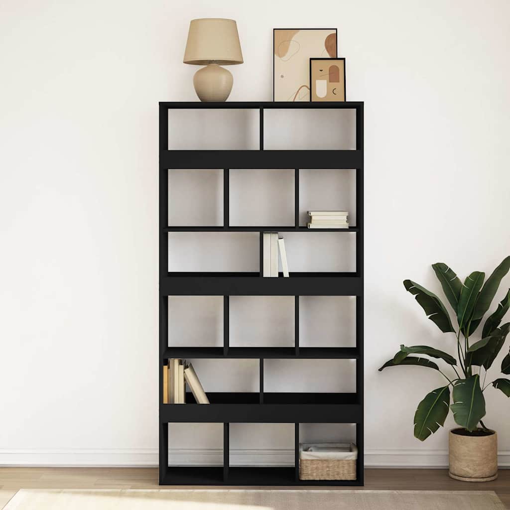 Bibliothèque noir 100x33x187,5 cm bois d'ingénierie - XIOS