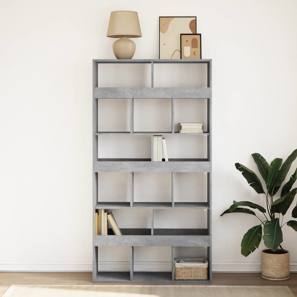 Bibliothèque gris béton 100x33x187,5 cm bois d'ingénierie