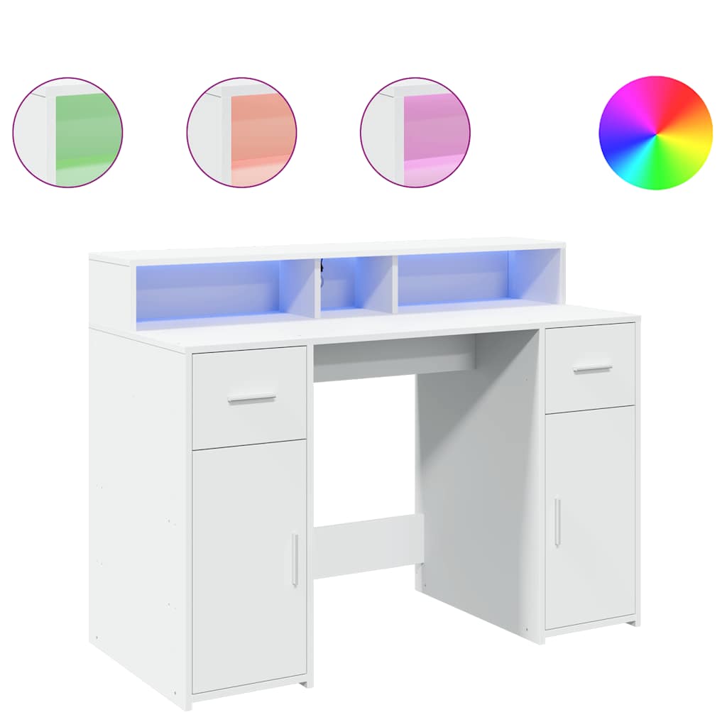 Bureau avec lumières LED blanc 120x55x91 cm bois d'ingénierie - XIOS