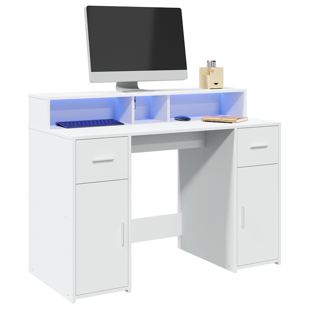 Bureau avec lumières LED blanc 120x55x91 cm bois d'ingénierie - XIOS