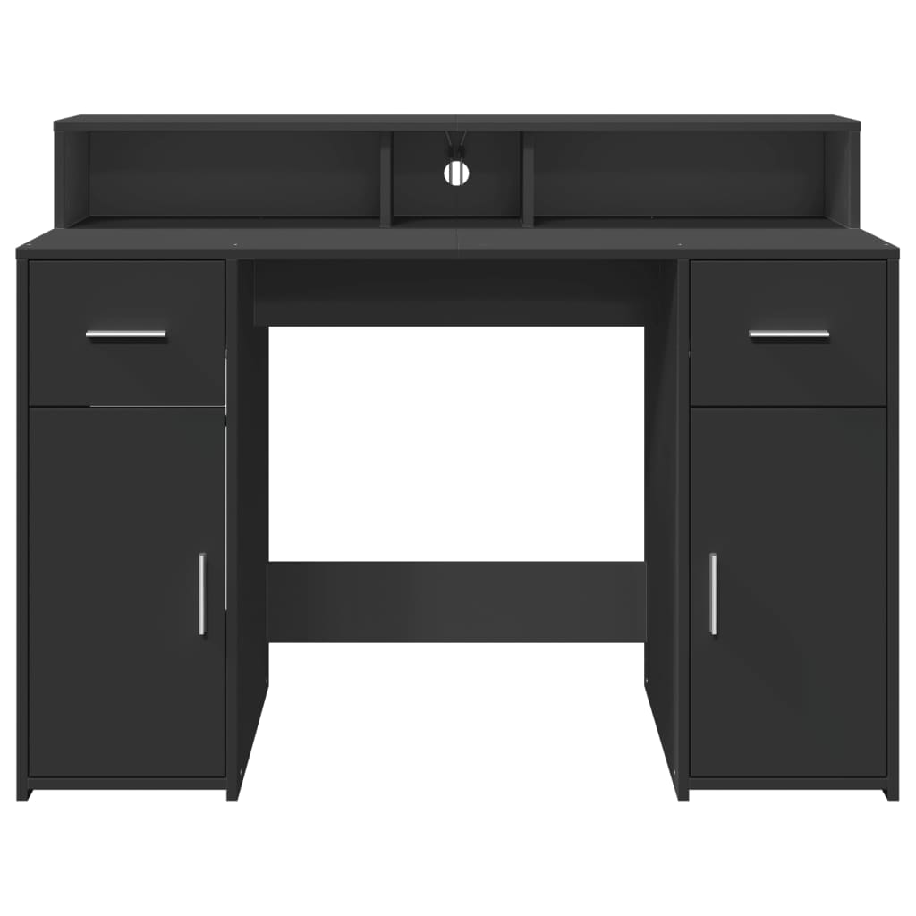 Bureau avec lumières LED noir 120x55x91 cm bois d'ingénierie