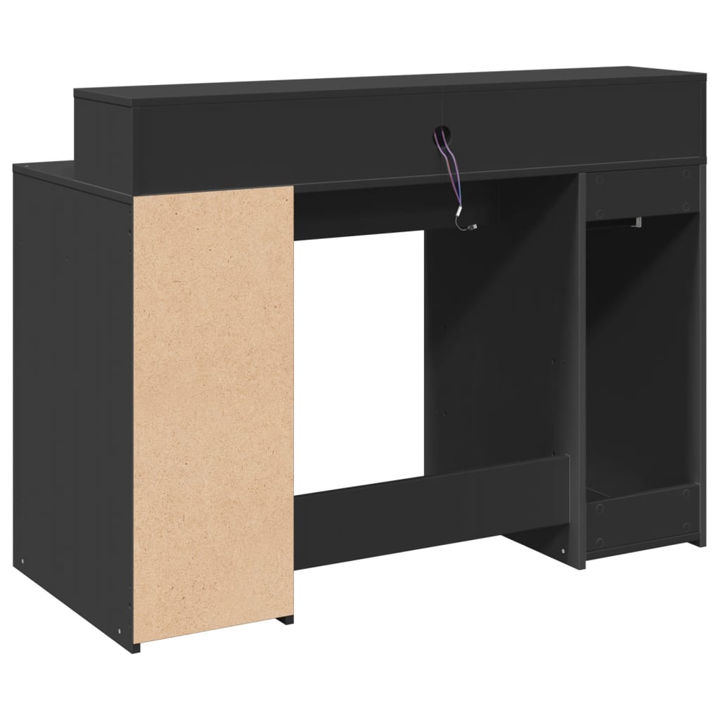 Bureau avec lumières LED noir 120x55x91 cm bois d'ingénierie