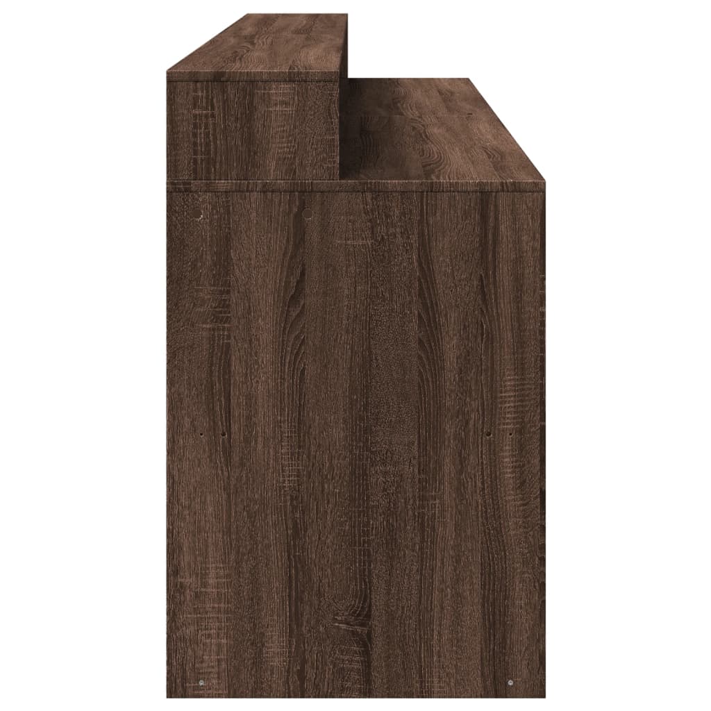 Bureau et lumières LED chêne marron bois d'ingénierie