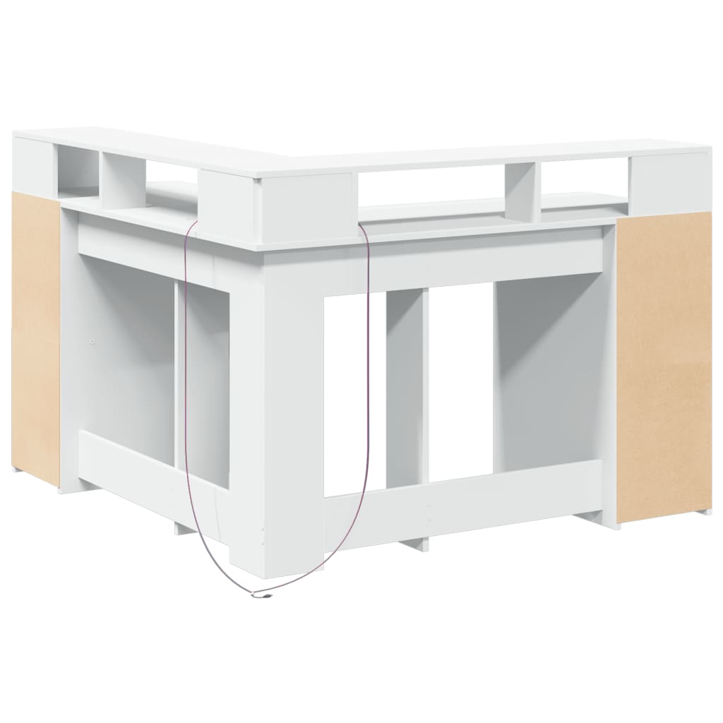Bureau avec lumières LED blanc 130x130x91 cm bois d'ingénierie