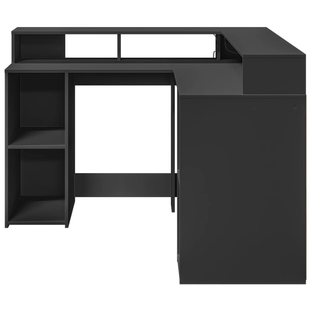 Bureau avec lumières LED noir 130x130x91 cm bois d'ingénierie - XIOS