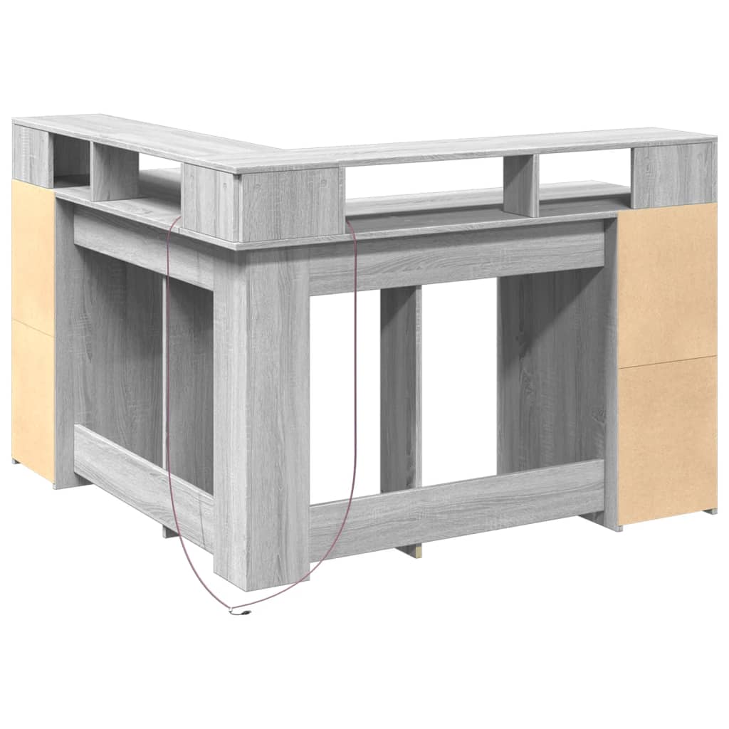 Bureau et lumières LED sonoma gris 130x130x91cm bois ingénierie - XIOS