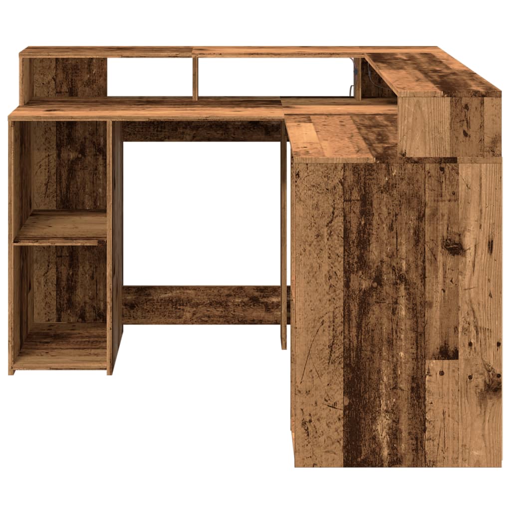 Bureau avec lumières LED vieux bois bois d'ingénierie - XIOS