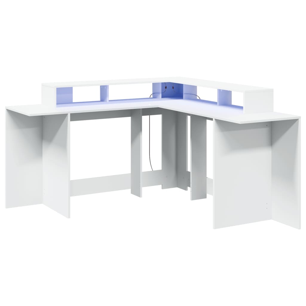 Bureau avec lumières LED blanc 152x152x91 cm bois d'ingénierie - XIOS