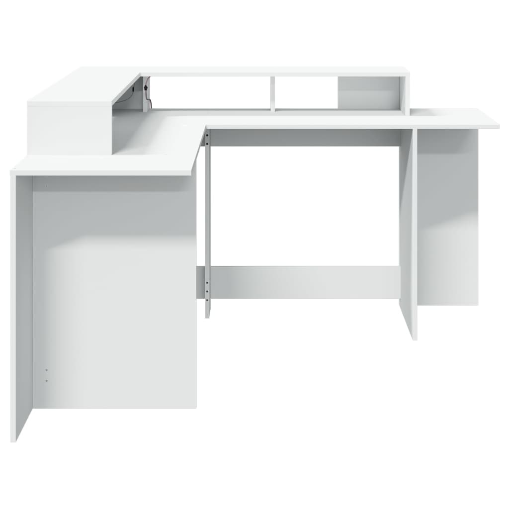 Bureau avec lumières LED blanc 152x152x91 cm bois d'ingénierie - XIOS