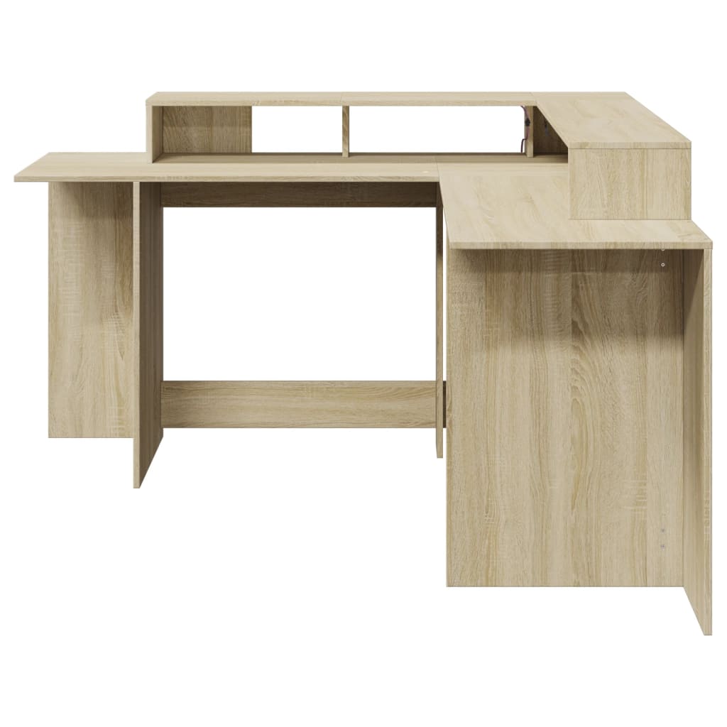 Bureau avec lumières LED chêne sonoma bois d'ingénierie - XIOS