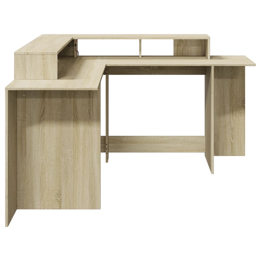 Bureau avec lumières LED chêne sonoma bois d'ingénierie - XIOS