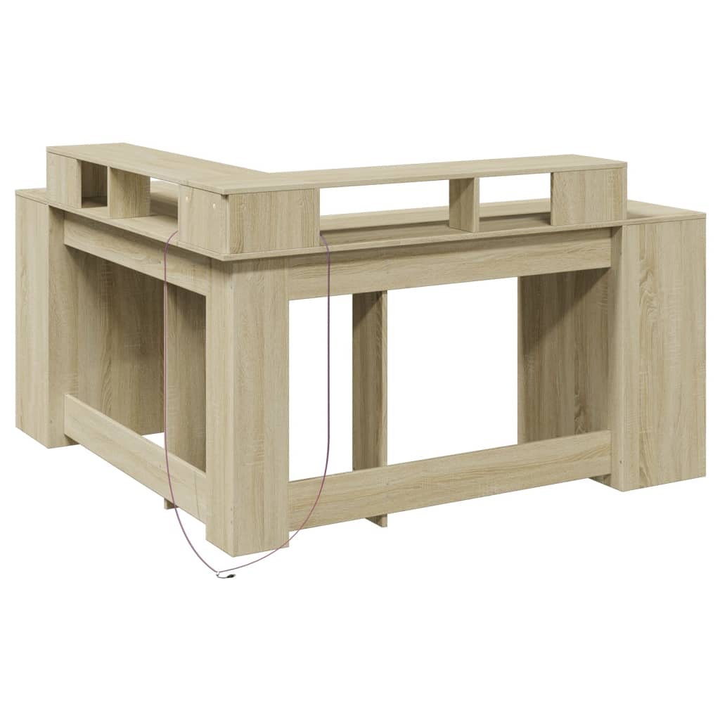 Bureau avec lumières LED chêne sonoma bois d'ingénierie - XIOS