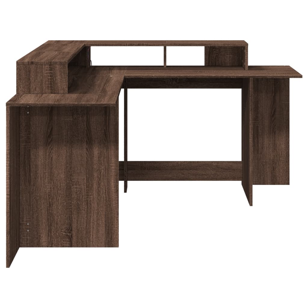 Bureau et lumières LED chêne marron bois d'ingénierie - XIOS
