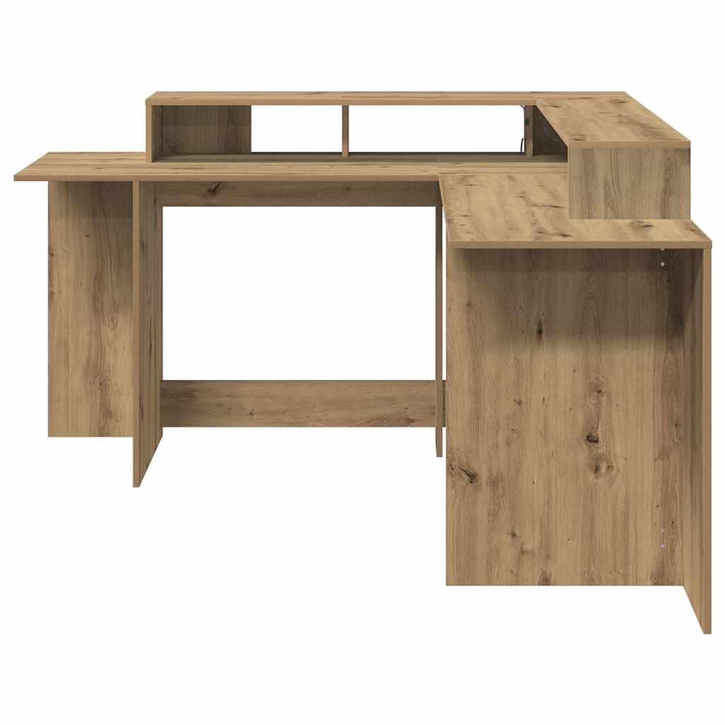 Bureau avec lumières LED chêne artisanal bois d'ingénierie - XIOS