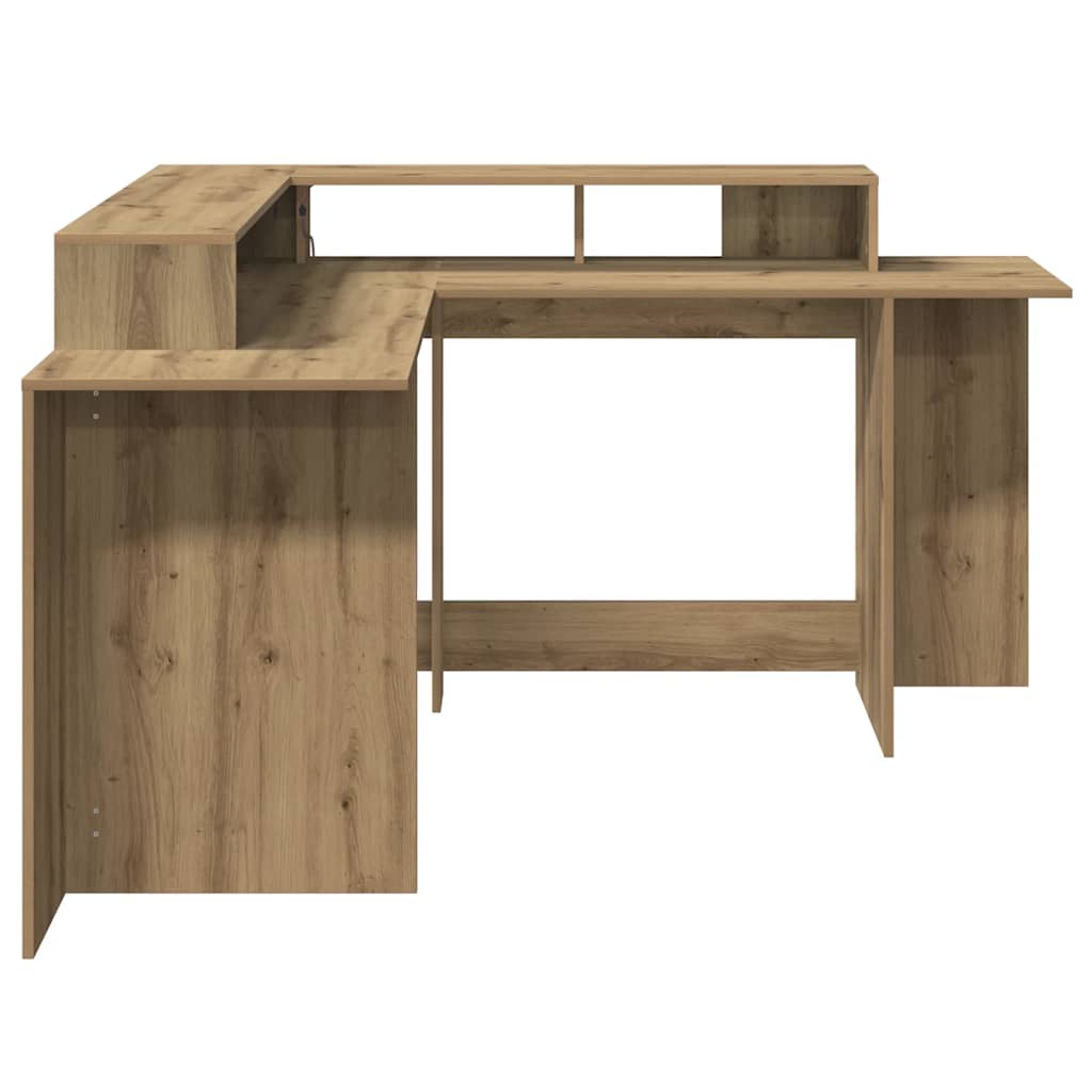 Bureau avec lumières LED chêne artisanal bois d'ingénierie - XIOS