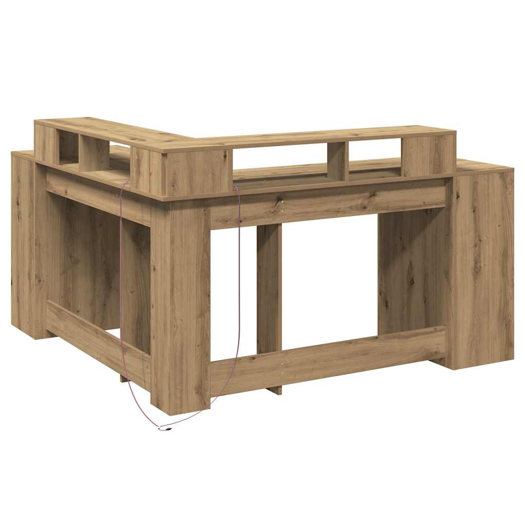 Bureau avec lumières LED chêne artisanal bois d'ingénierie - XIOS