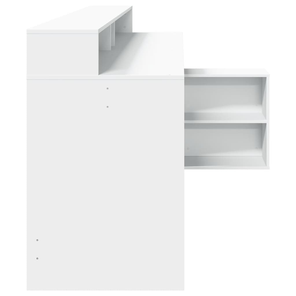 Bureau avec lumières LED blanc 200x104x91 cm bois d'ingénierie