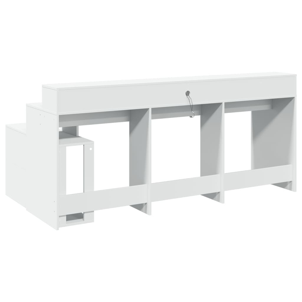 Bureau avec lumières LED blanc 200x104x91 cm bois d'ingénierie