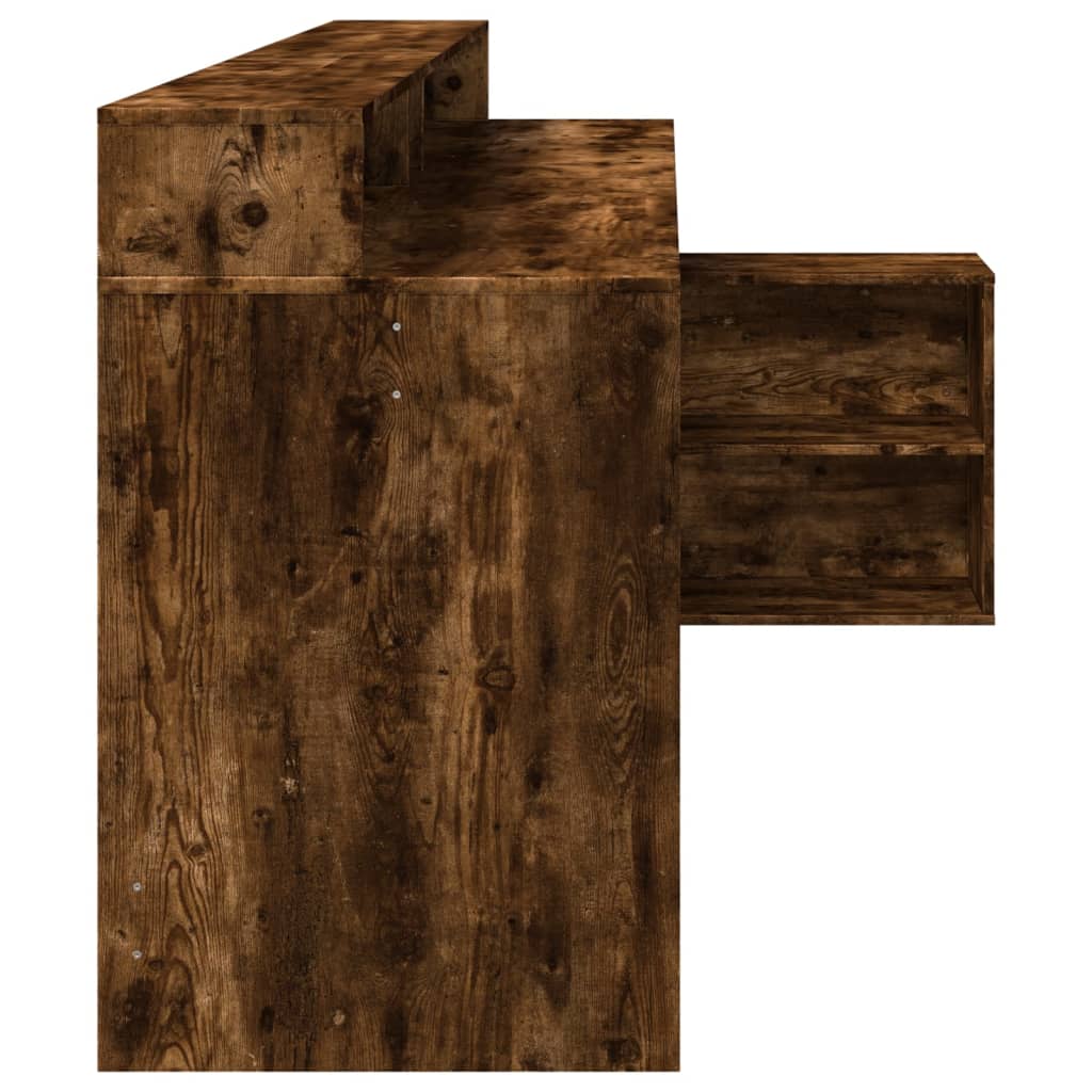 Bureau et lumières LED chêne fumé 200x104x91cm bois ingénierie - XIOS