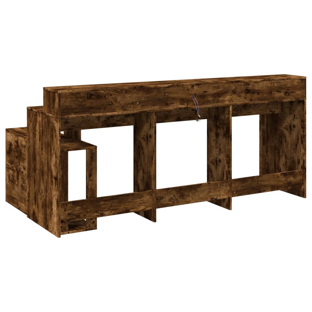 Bureau et lumières LED chêne fumé 200x104x91cm bois ingénierie - XIOS