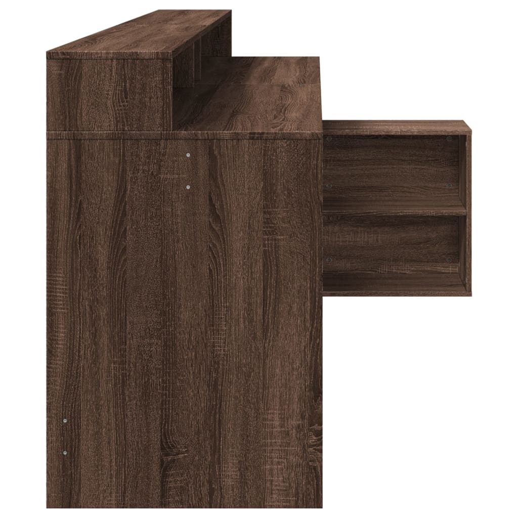 Bureau et lumières LED chêne marron bois d'ingénierie - XIOS