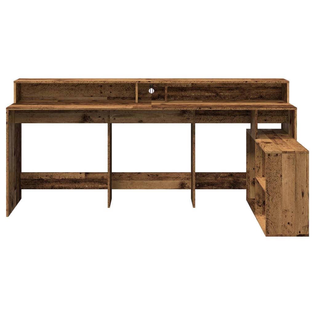 Bureau avec lumières LED vieux bois bois d'ingénierie - XIOS