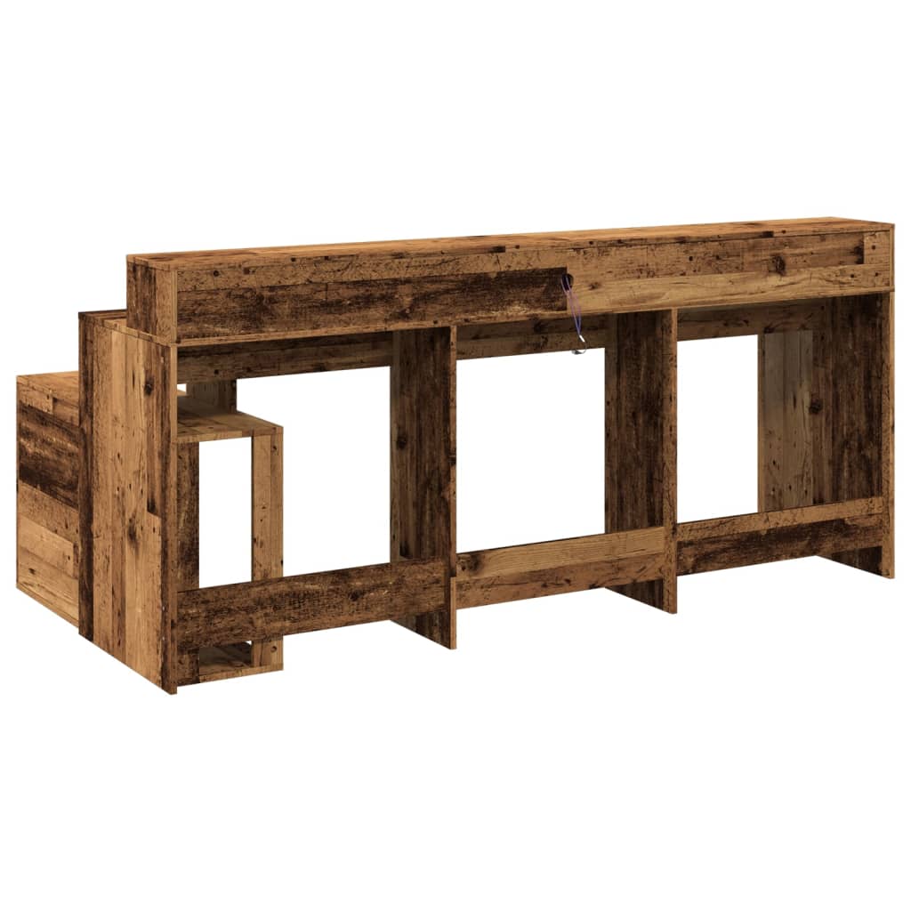 Bureau avec lumières LED vieux bois bois d'ingénierie - XIOS