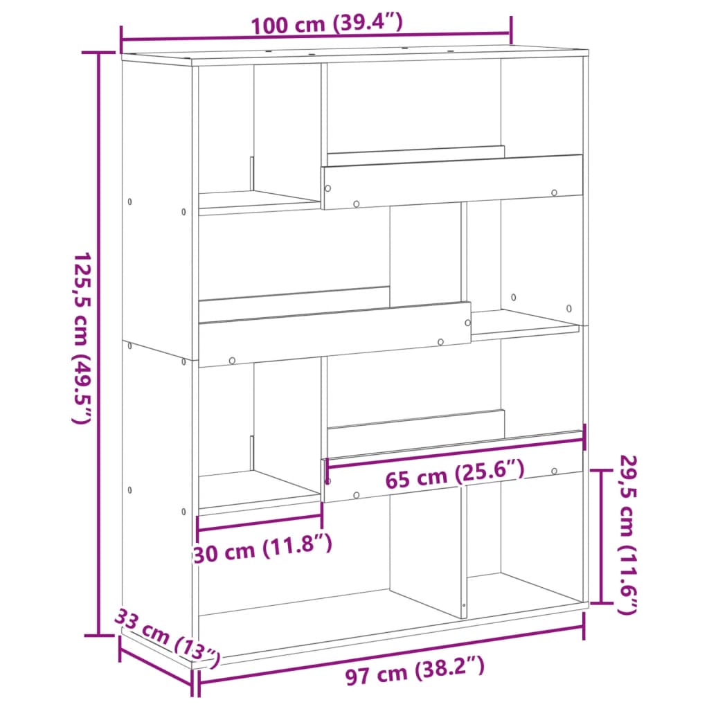 Cloison de séparation noir 100x33x125,5 cm bois d'ingénierie - XIOS