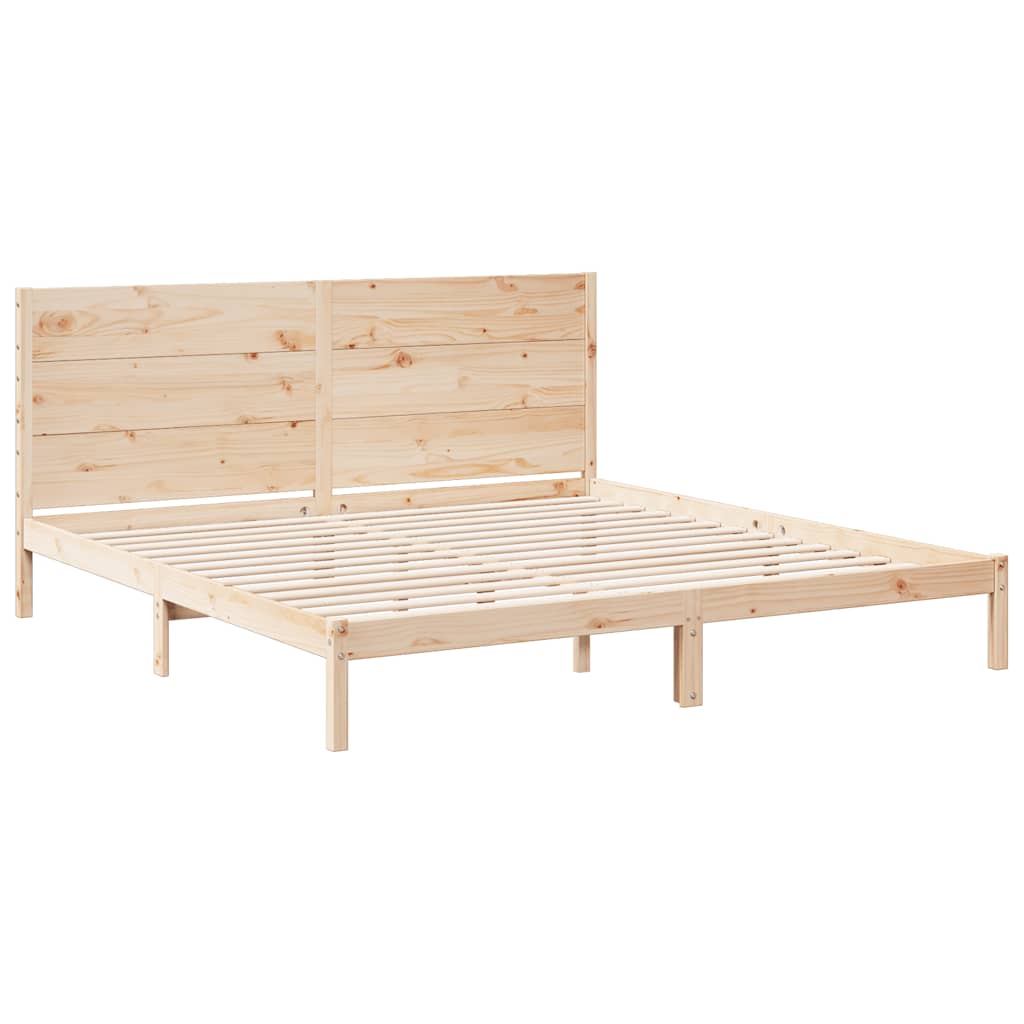 Cadre de lit extra long sans matelas 200x220 cm bois massif - XIOS