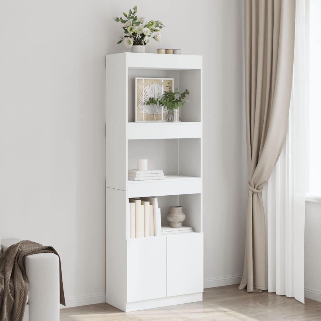 Buffet haut 63x33x180 cm blanc bois d'ingénierie - XIOS