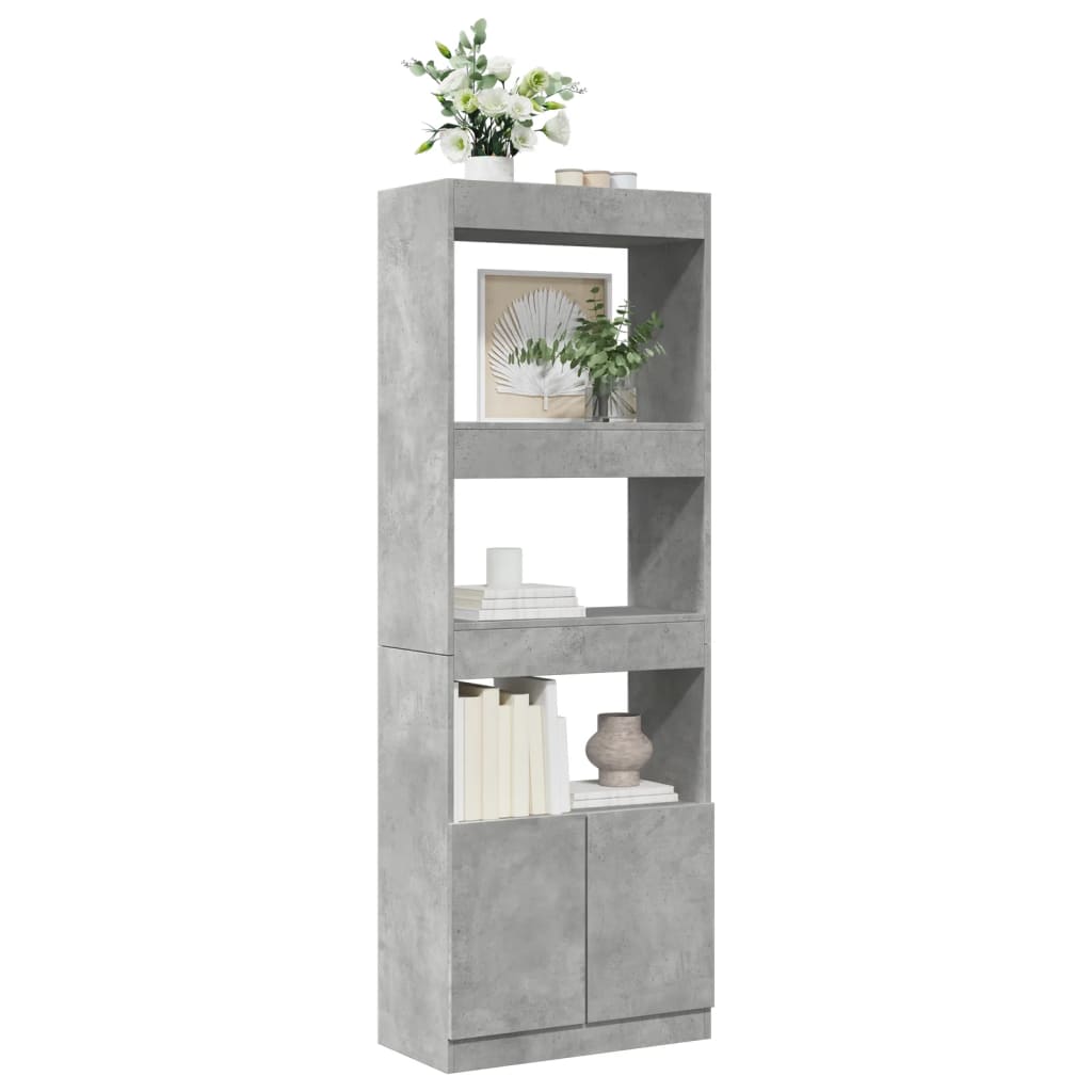 Buffet haut 63x33x180 cm gris béton bois d'ingénierie - XIOS