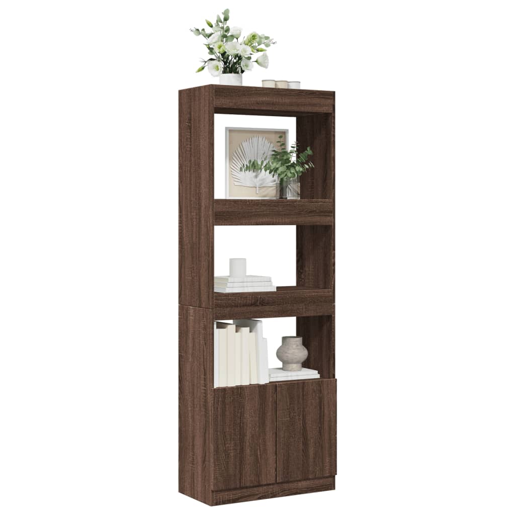 Buffet haut 63x33x180 cm chêne marron bois d'ingénierie - XIOS