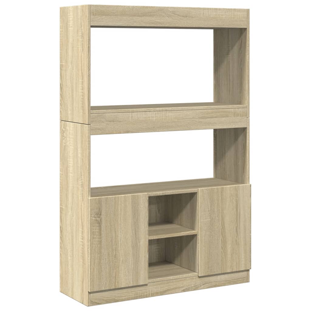 Buffet haut chêne sonoma 92x33x140 cm bois d'ingénierie - XIOS