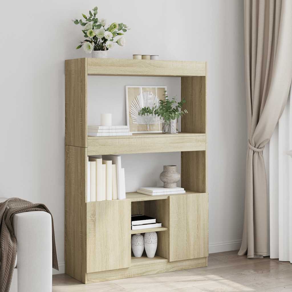 Buffet haut chêne sonoma 92x33x140 cm bois d'ingénierie - XIOS