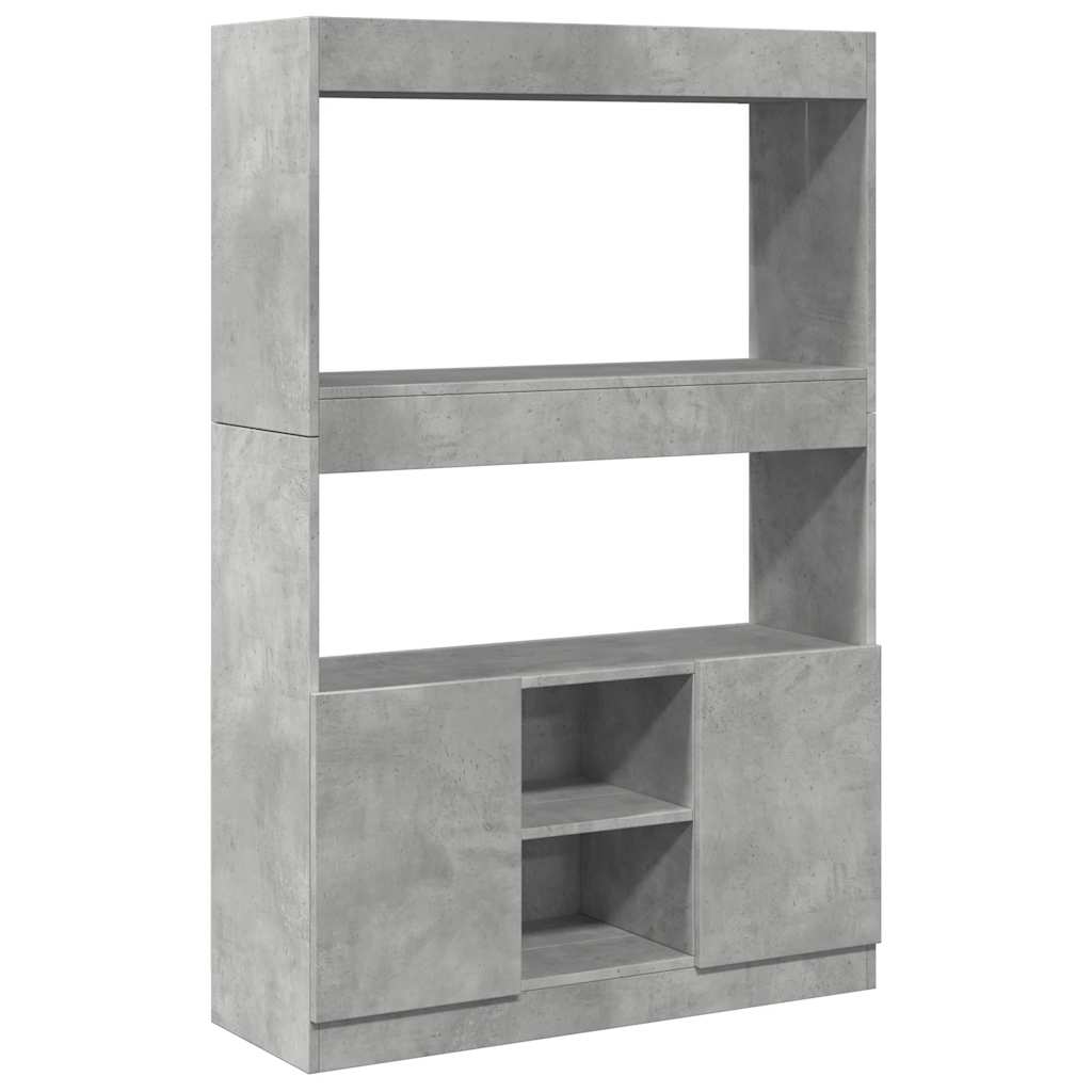 Buffet haut gris béton 92x33x140 cm bois d'ingénierie - XIOS