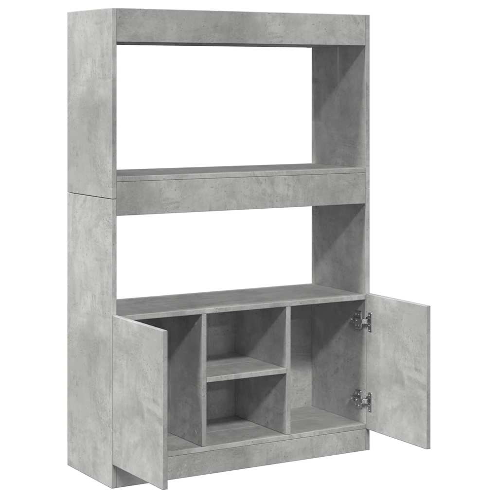 Buffet haut gris béton 92x33x140 cm bois d'ingénierie - XIOS