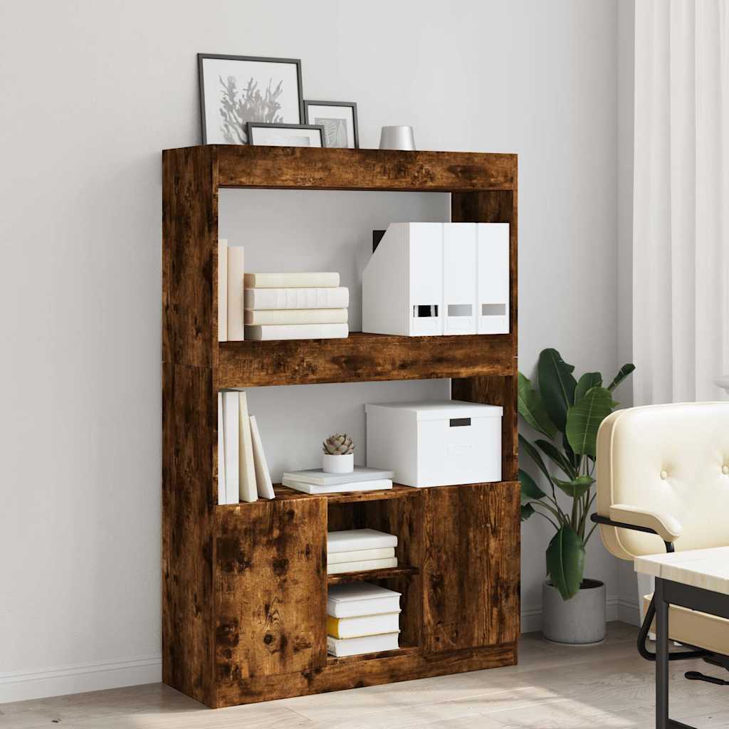 Buffet haut chêne fumé 92x33x140 cm bois d'ingénierie - XIOS