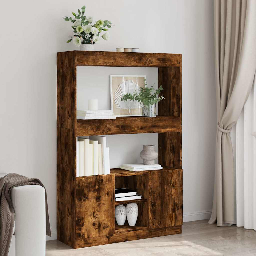 Buffet haut chêne fumé 92x33x140 cm bois d'ingénierie - XIOS