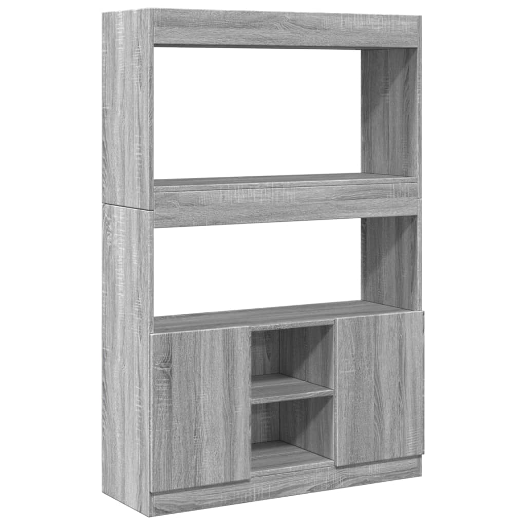 Buffet haut sonoma gris 92x33x140 cm bois d'ingénierie - XIOS