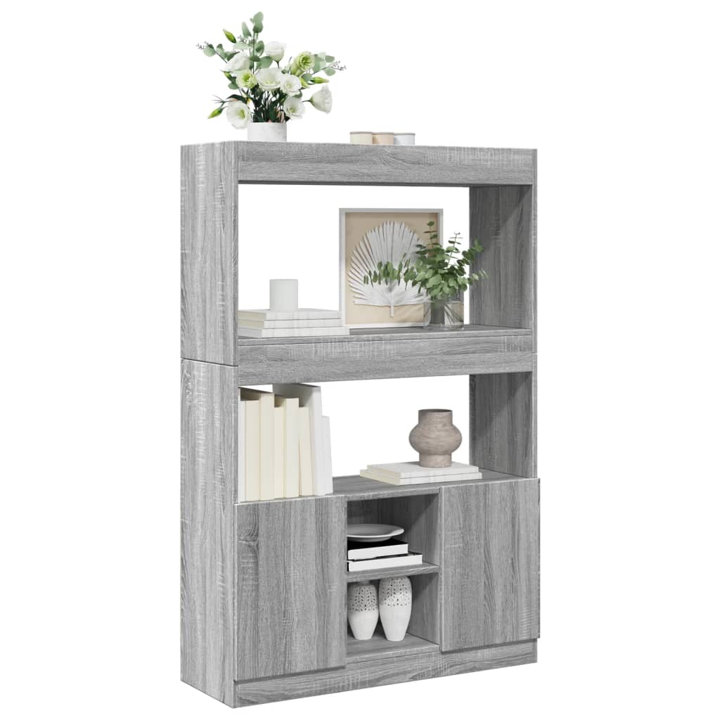 Buffet haut sonoma gris 92x33x140 cm bois d'ingénierie - XIOS