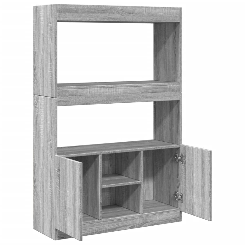 Buffet haut sonoma gris 92x33x140 cm bois d'ingénierie - XIOS