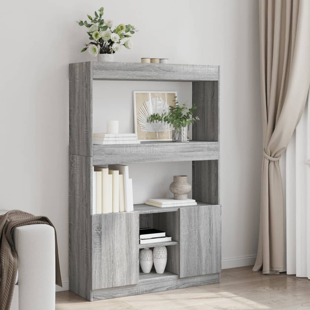 Buffet haut sonoma gris 92x33x140 cm bois d'ingénierie - XIOS