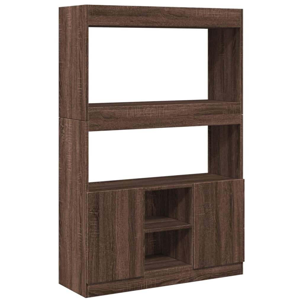 Buffet haut chêne marron 92x33x140 cm bois d'ingénierie - XIOS