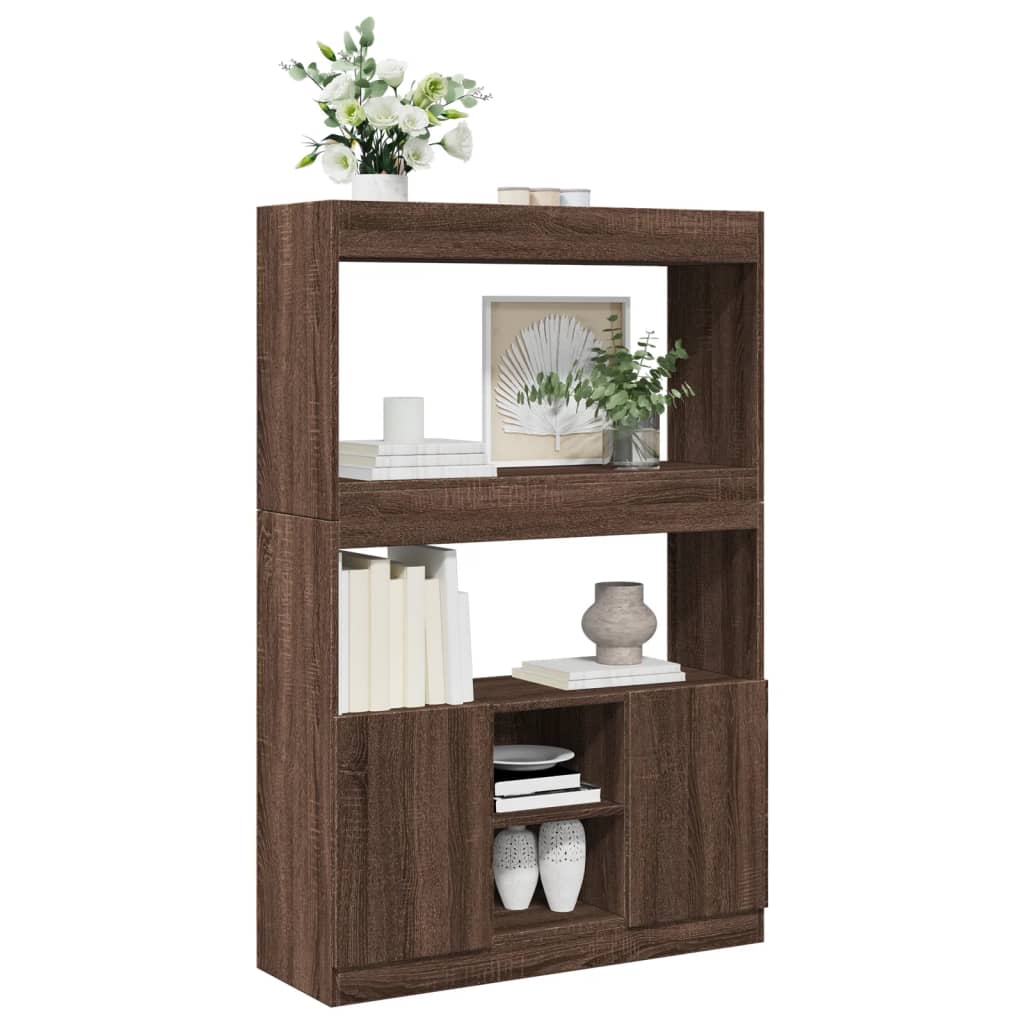 Buffet haut chêne marron 92x33x140 cm bois d'ingénierie - XIOS