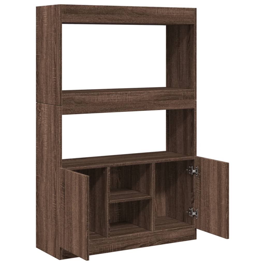 Buffet haut chêne marron 92x33x140 cm bois d'ingénierie - XIOS