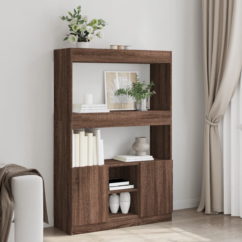 Buffet haut chêne marron 92x33x140 cm bois d'ingénierie - XIOS