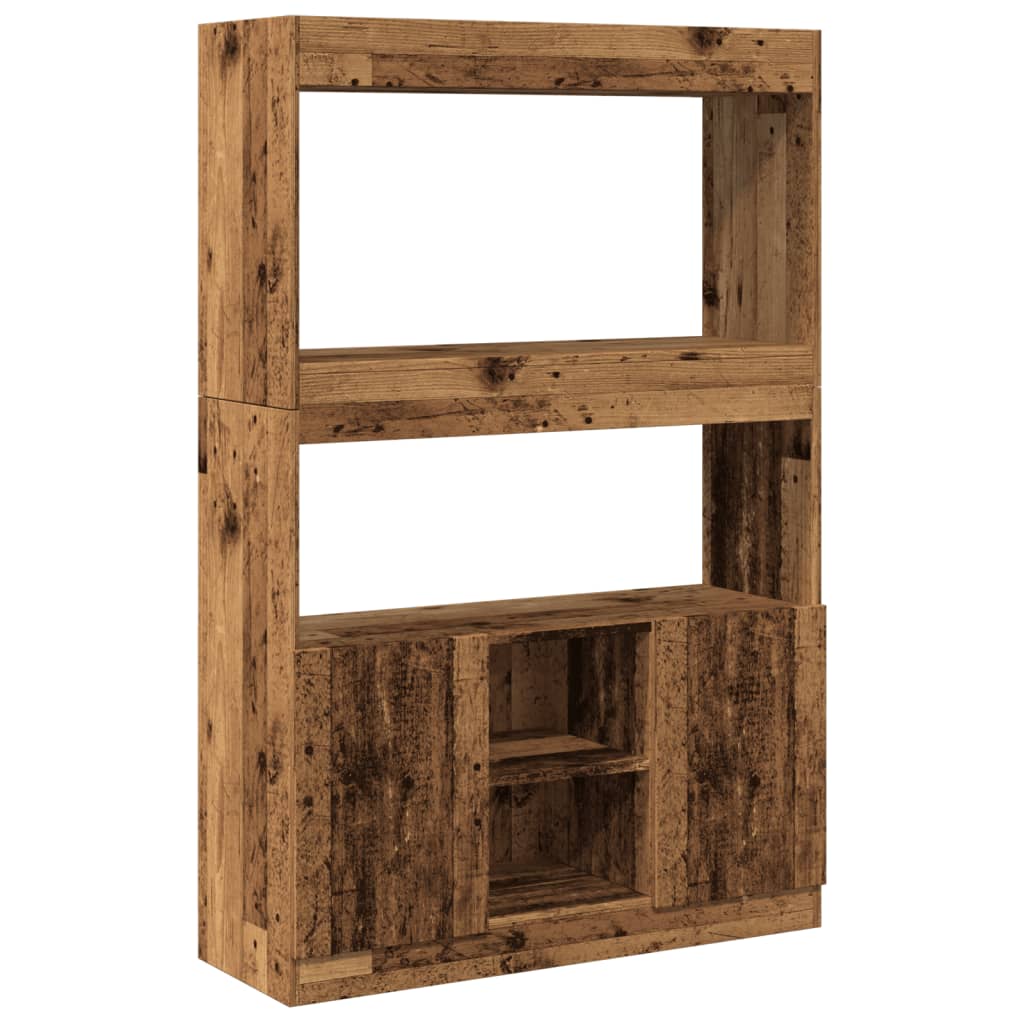 Buffet haut vieux bois 92x33x140 cm bois d'ingénierie - XIOS