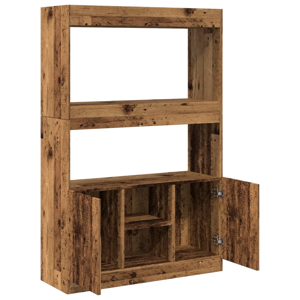 Buffet haut vieux bois 92x33x140 cm bois d'ingénierie - XIOS