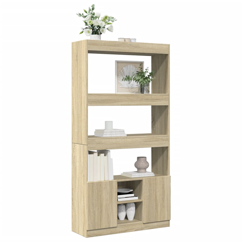 Buffet haut chêne sonoma 92x33x180 cm bois d'ingénierie - XIOS